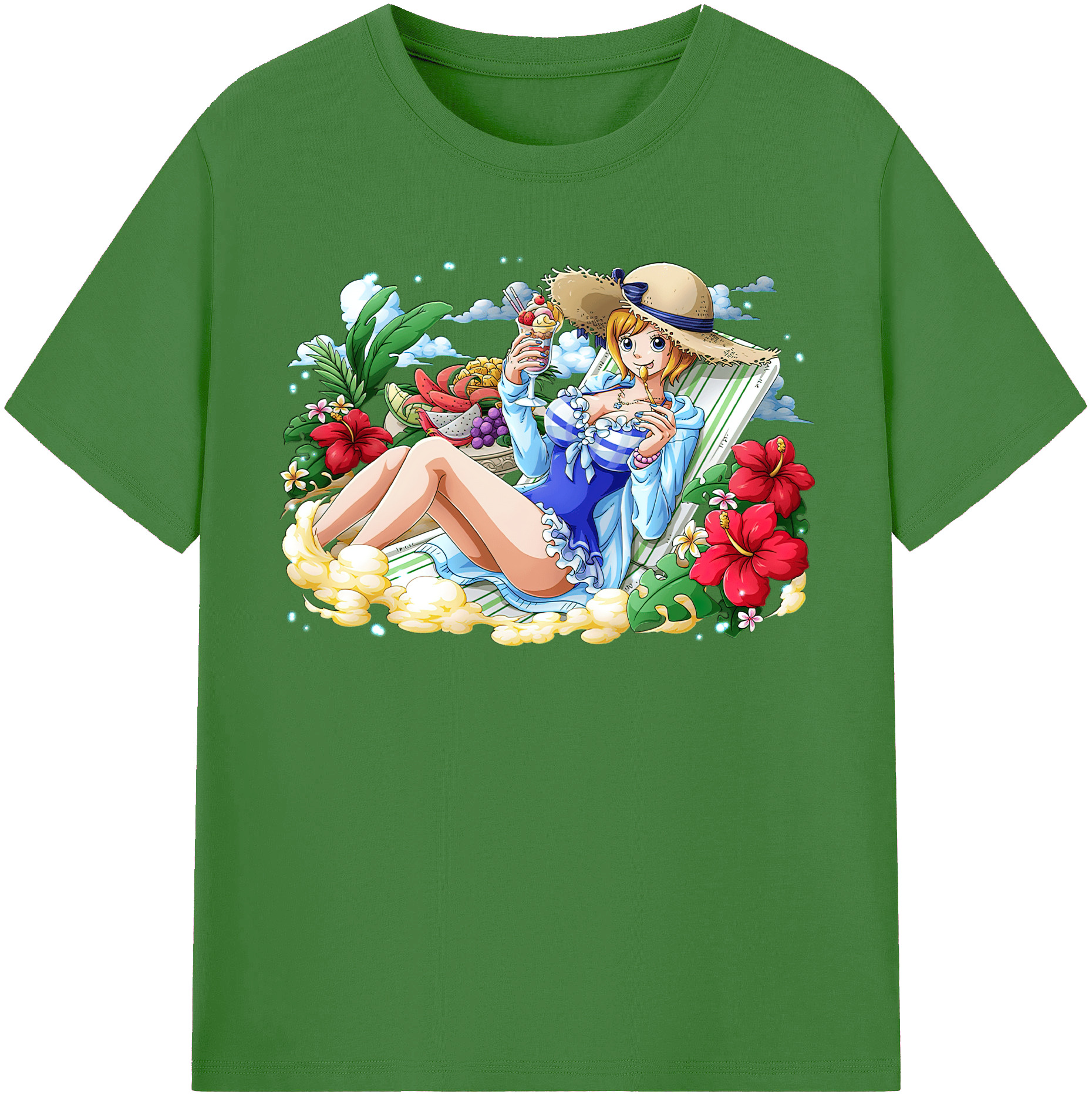 （画像用） ワンピース ナミ ONE PIECE Nami レディースカジュアルプリントTシャツ（綿100％）